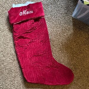 Pottery Barn Quilted Velvet Stocking in Deep Red